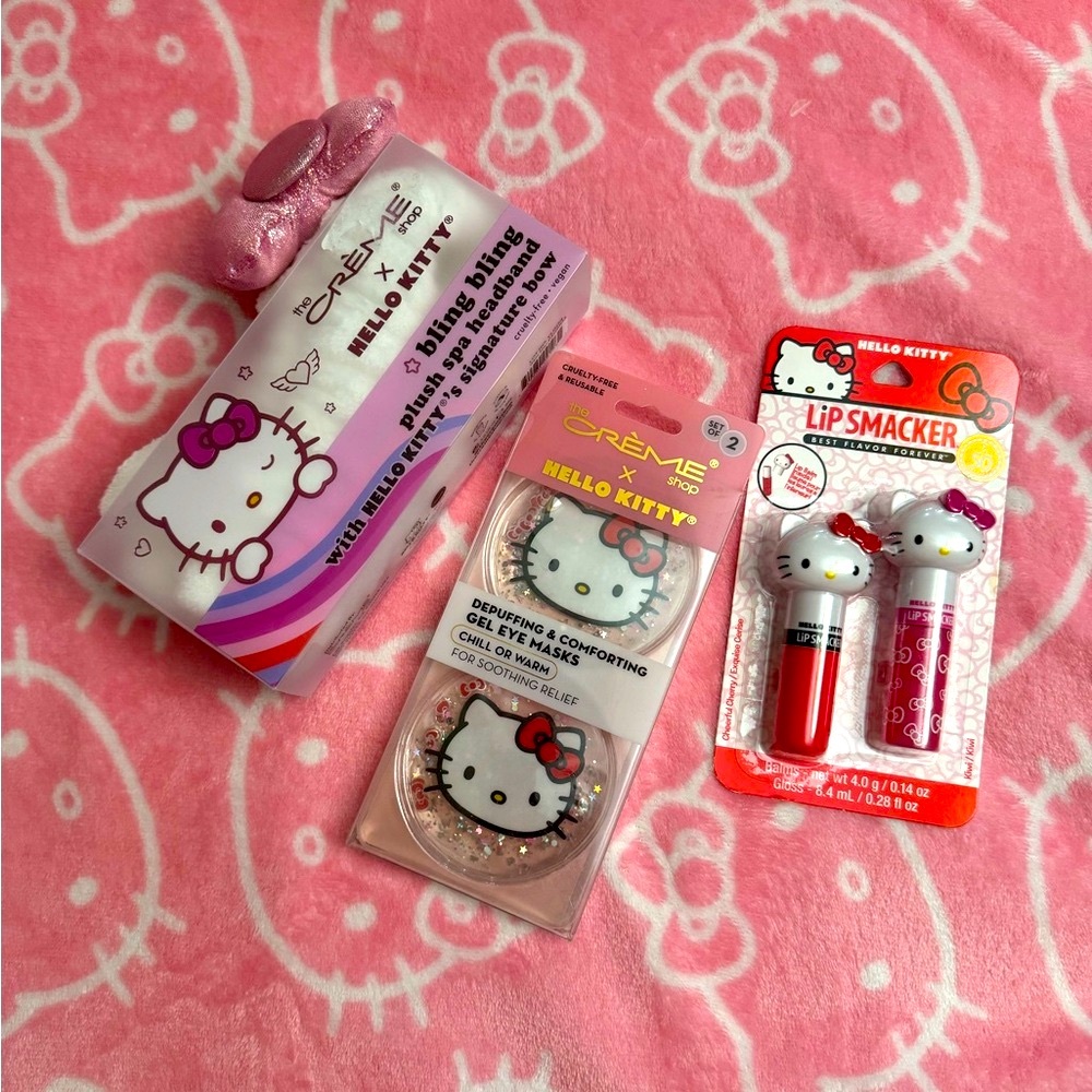 Hello Kitty Beauty Bundle with Lip Smacker, Spa headband and Gel Eye Masks BNIB